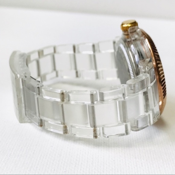 Drops Milano Rose Gold Plastic Acrylic Band Watch Stainless Steel Womens - Picture 4 of 9